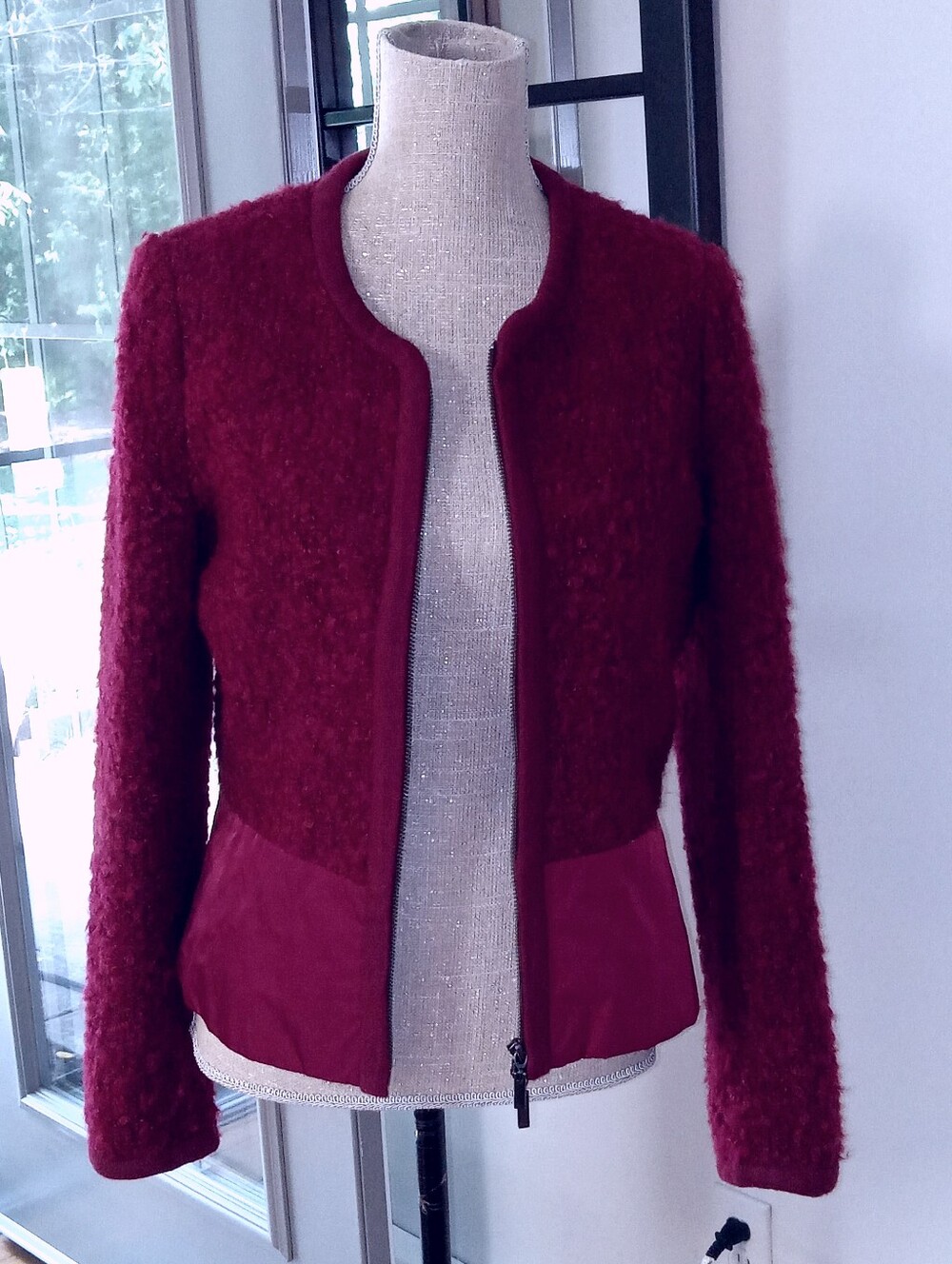 Sandwich Dark Red Bouclé Zip Jacket